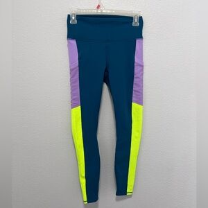 Fabletics Teal Neon Green Purple Leggings Size Small
